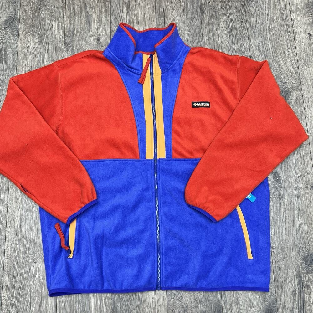 Columbia Fleece Jacket Size 2XL Mens Red Purple Backbowl II Full Zip $90